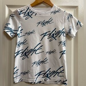 Jordan Flight All Over Print Kids T-Shirt White Blue Med (10-12) -gently used